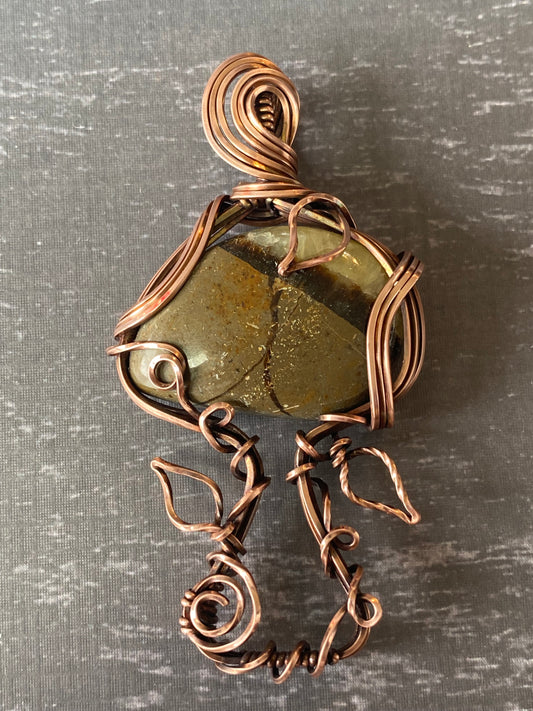Copper and Gemstone mushroom pendants