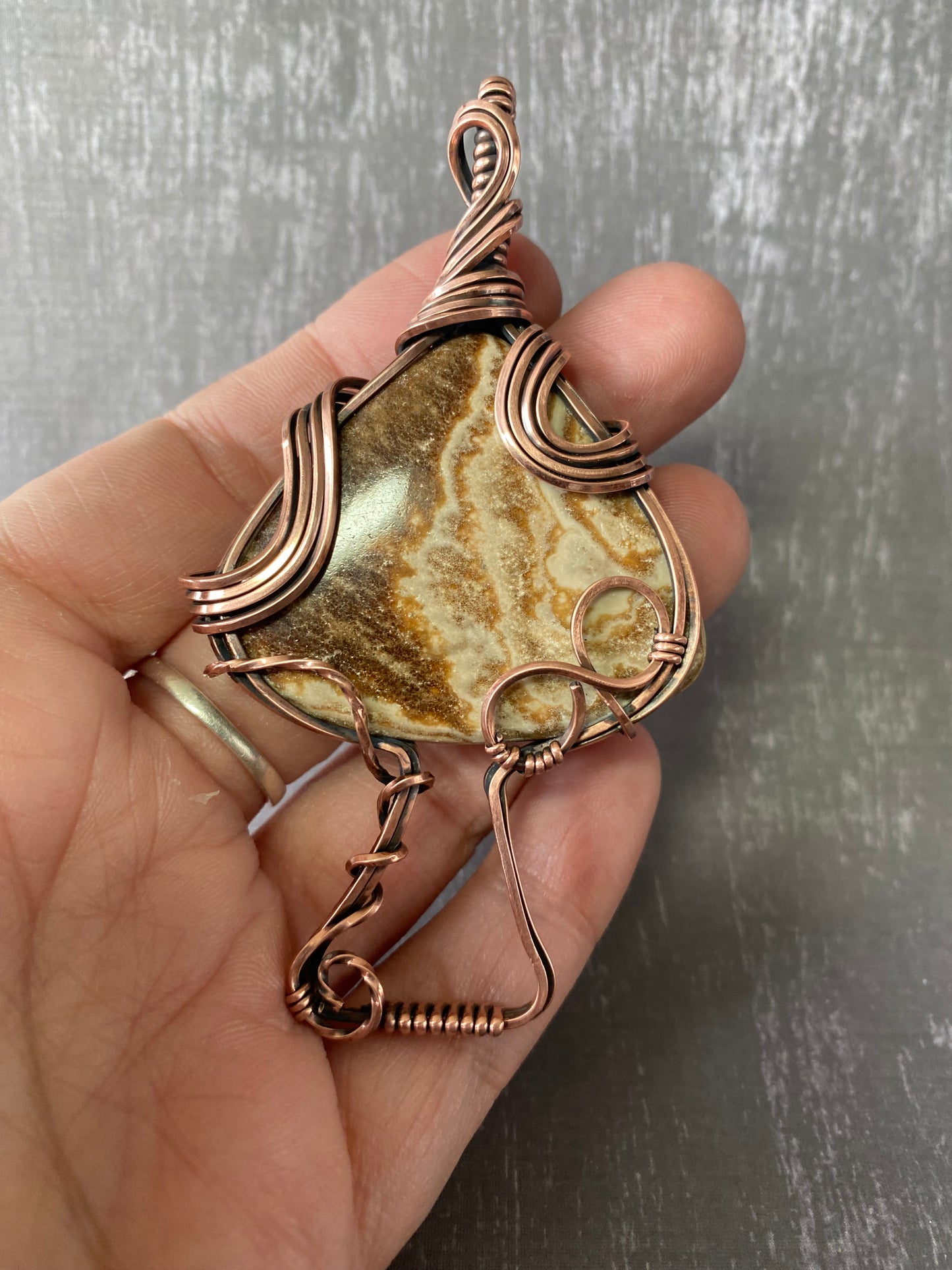 Copper and Gemstone mushroom pendants