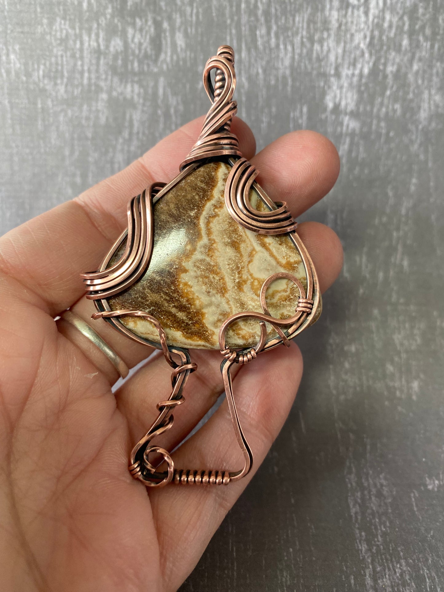 Copper and Gemstone mushroom pendants