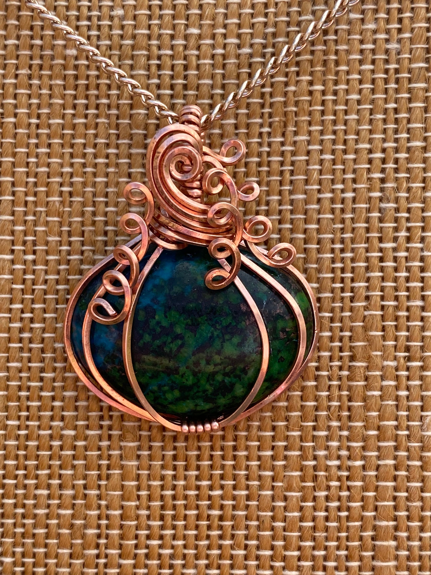 Chrysocolla pumpkin necklace